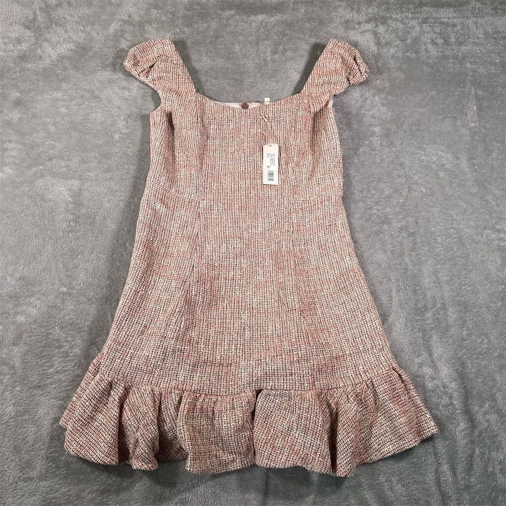 Rebecca‎ Taylor Tweed Short Dress Cap Sleeve  Women's Size 12 Pink NEW
